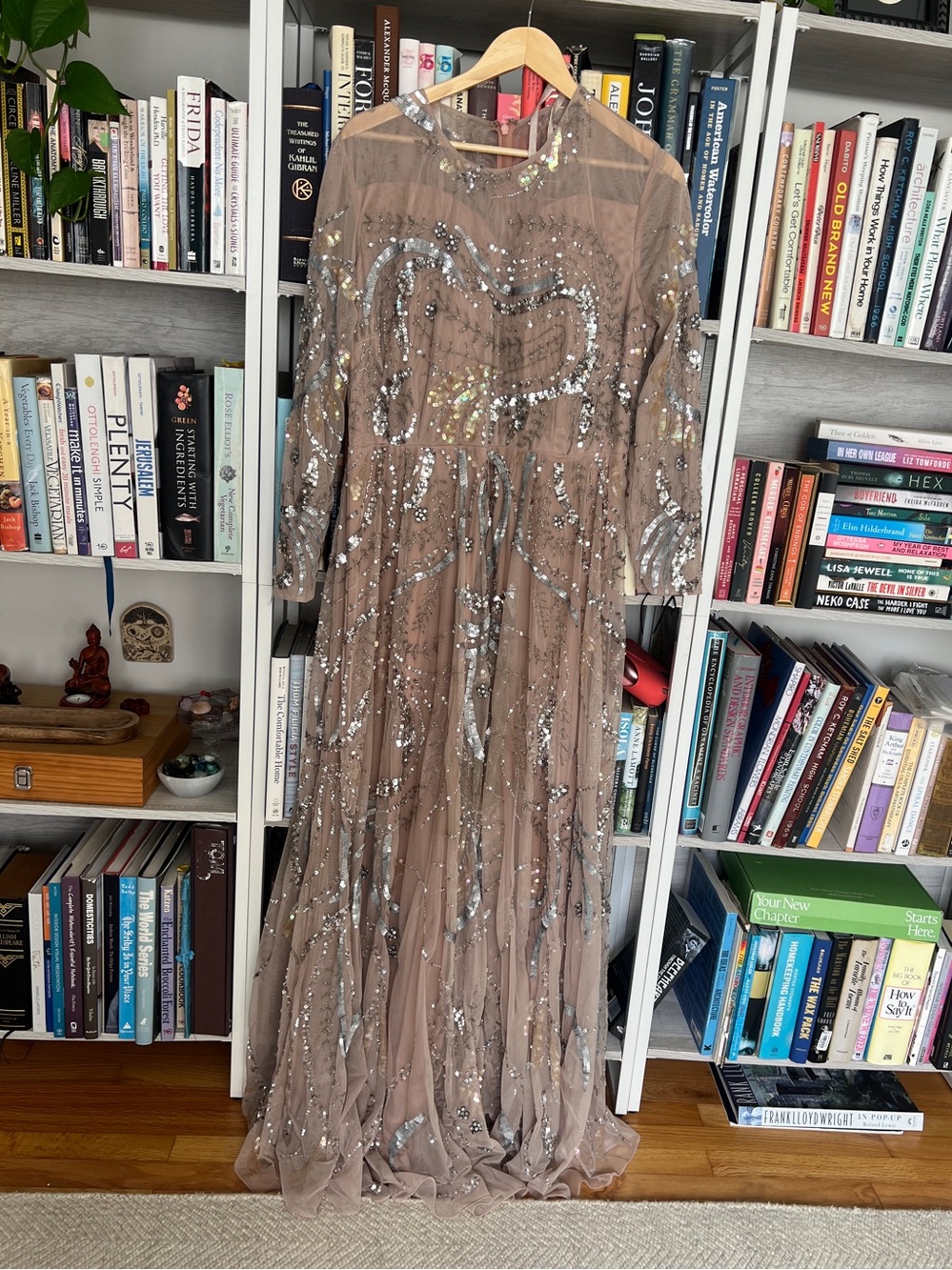 Mac Duggal Size 16 Sequin Beaded Embellished Mesh Maxi Gown